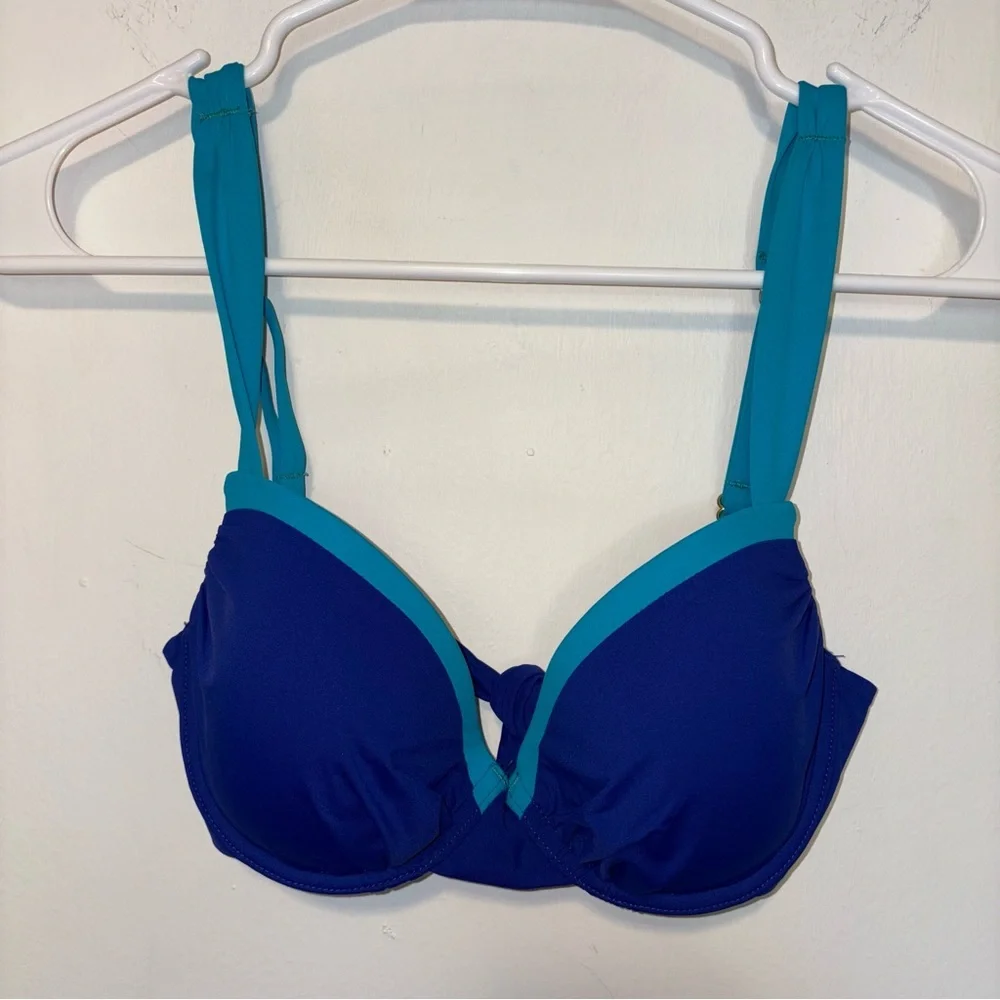 Tommy Bahama 2 Piece Blue‎ Colorblock Bikini Set-32C Lined Top/XS Hipster Bottom